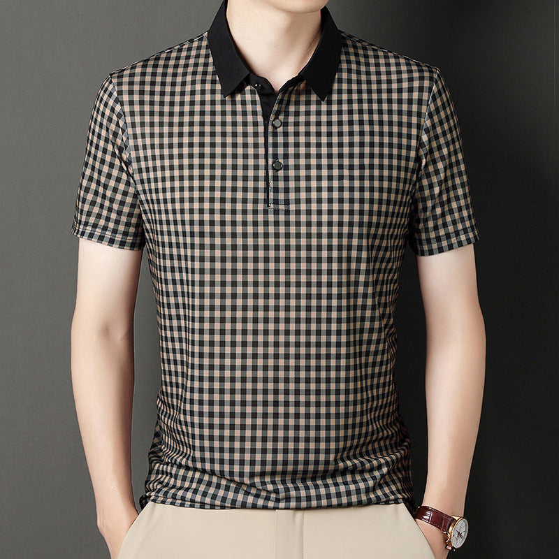 Herren kariertes Poloshirt mit kontrastierendem Kragen Aliams