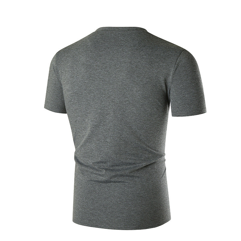 Herren V-Ausschnitt T-Shirt mit Brusttasche und figurbetonter Passform Aliams