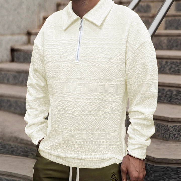 Herren Strickpullover mit Reißverschluss und strukturierter Oberfläche Aliams