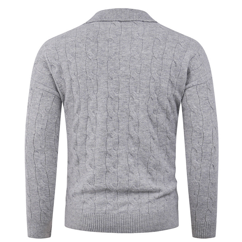 Herren Strickpullover mit modernem Zopfmuster und Polokragen Aliams
