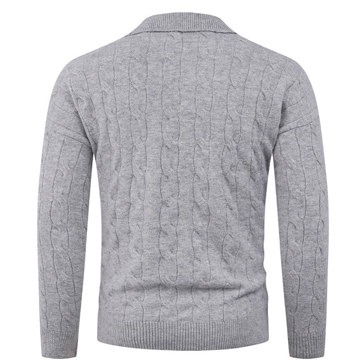 Herren Strickpullover mit modernem Zopfmuster und Polokragen Aliams