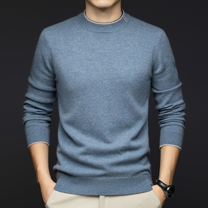 Herren klassischer Rundhals-Pullover aus hochwertiger Wolle Aliams