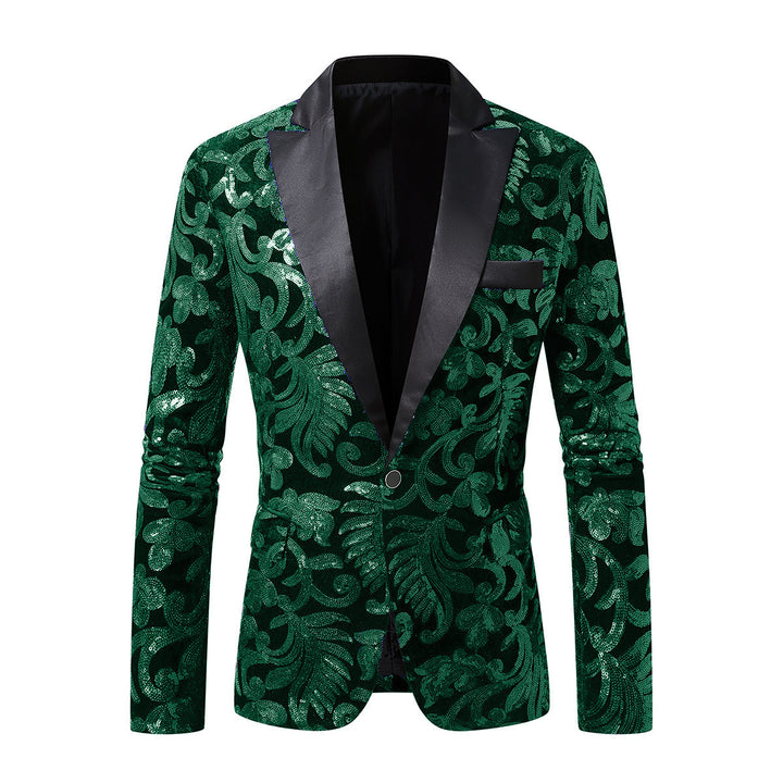 Herren eleganter Pailletten-Blazer im luxuriösen floralem Design Aliams