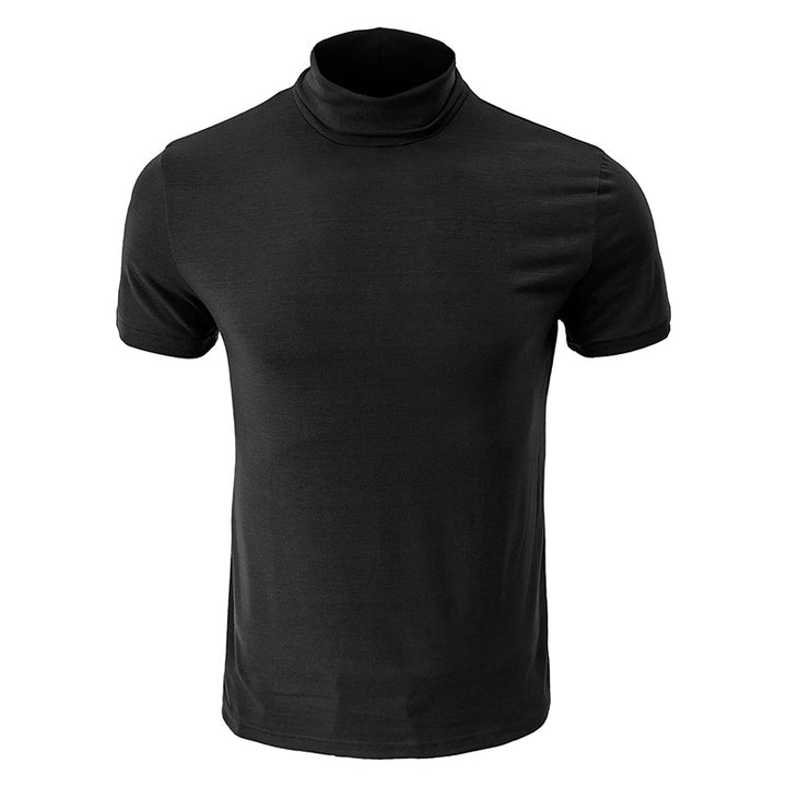 Herren Kurzarm-T-Shirt mit hohem Kragen und elastischem Material Aliams