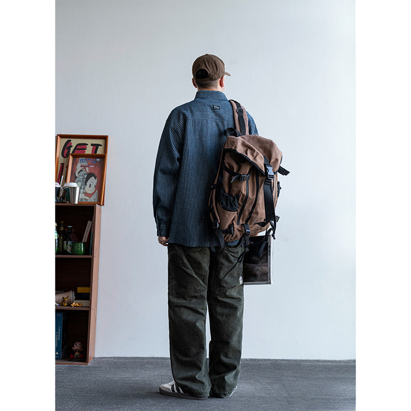 Herren Baumwoll-Hemd im lässigen Streifenlook mit praktischen Details Aliams