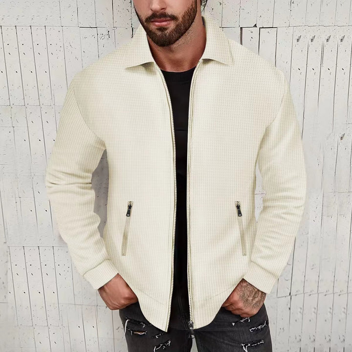 Herren elegante Strickjacke mit strukturiertem Design und seitlichen Reißverschlusstaschen Aliams