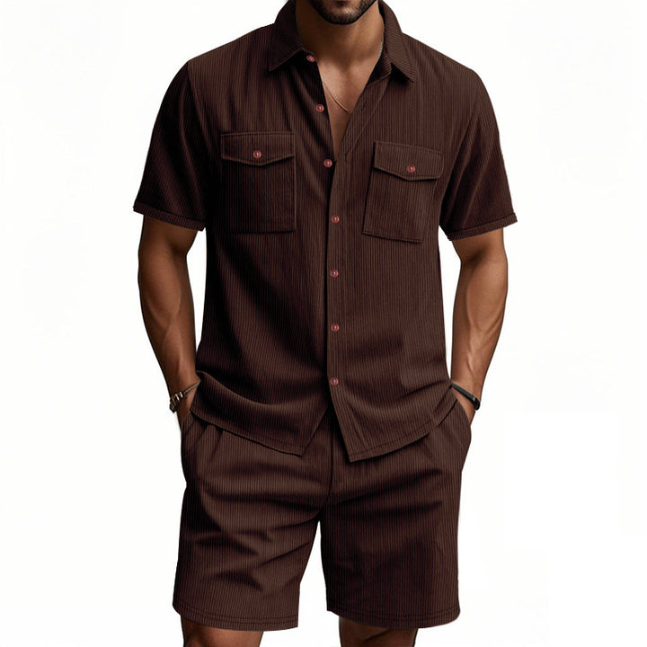Herren Kurzarm Hemd und Shorts Set Aliams