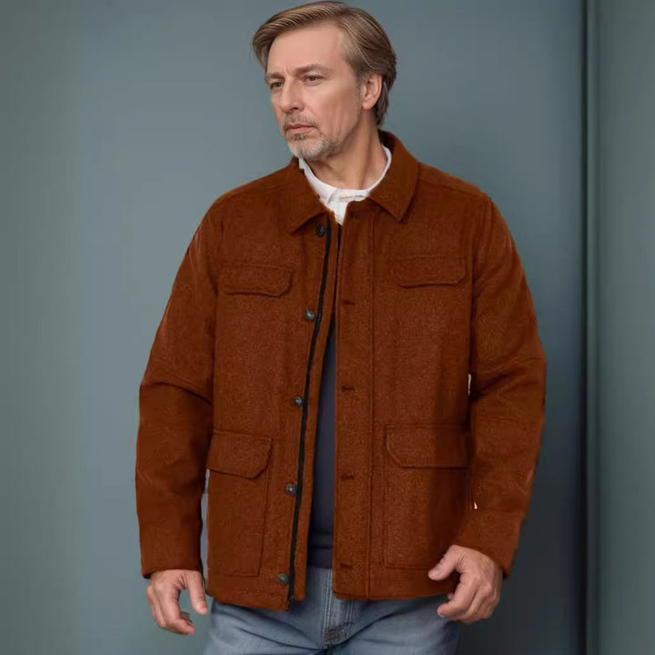 Herren Wolljacke mit funktionalen Taschen und modernem Schnitt Aliams