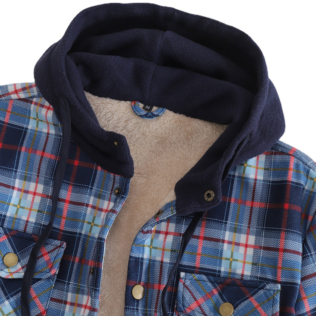 Herren wattierte Flanelljacke mit abnehmbarem Kapuzenfutter Aliams