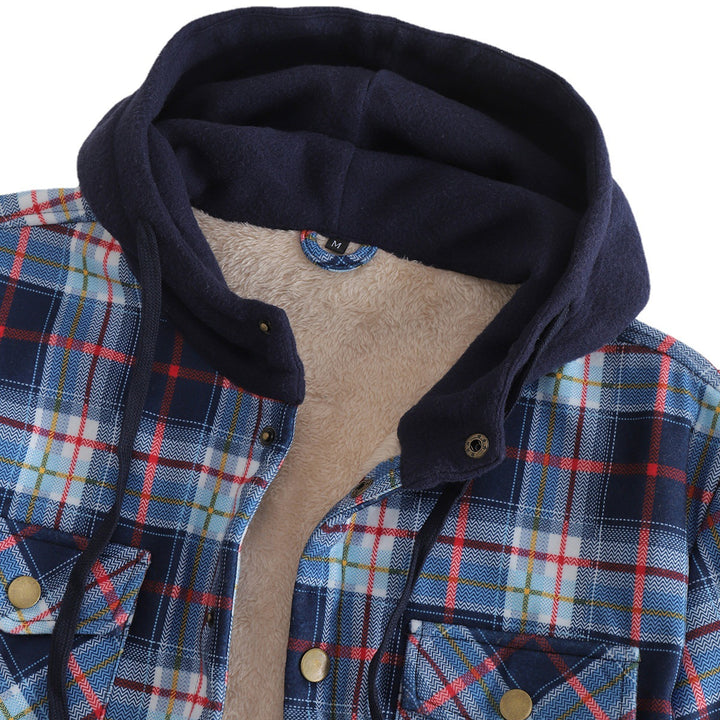 Herren wattierte Flanelljacke mit abnehmbarem Kapuzenfutter Aliams