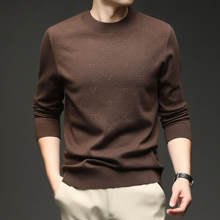 Herren eleganter Rundhalspullover mit strukturiertem Design Aliams