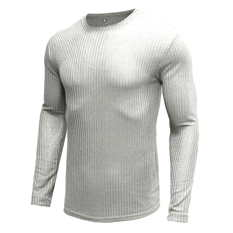 Herren Rippstrick Langarmshirt mit Rundhalsausschnitt Aliams