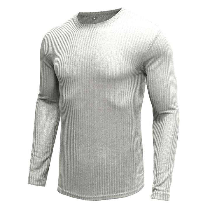 Herren Rippstrick Langarmshirt mit Rundhalsausschnitt Aliams