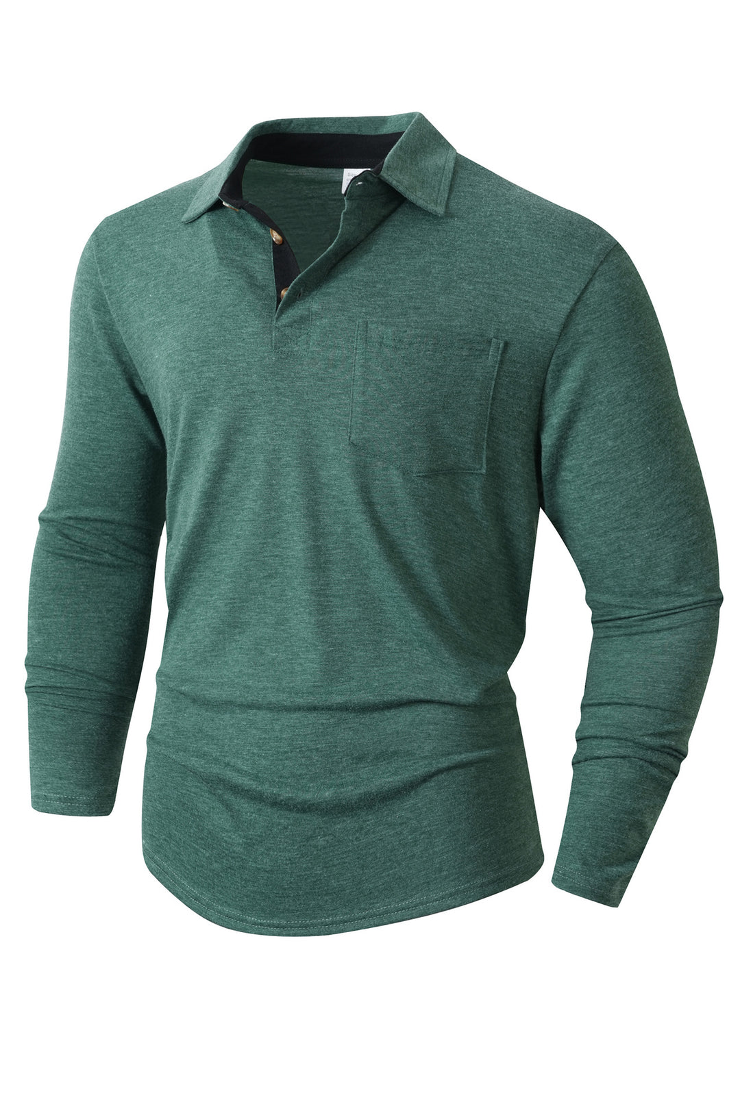 Herren elegantes Langarm Poloshirt mit modernem Kragen und leichtem Stretch Aliams