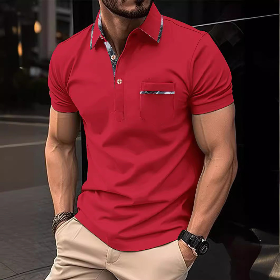 Herren Poloshirt mit modischem Kragen und praktischer Brusttasche Aliams