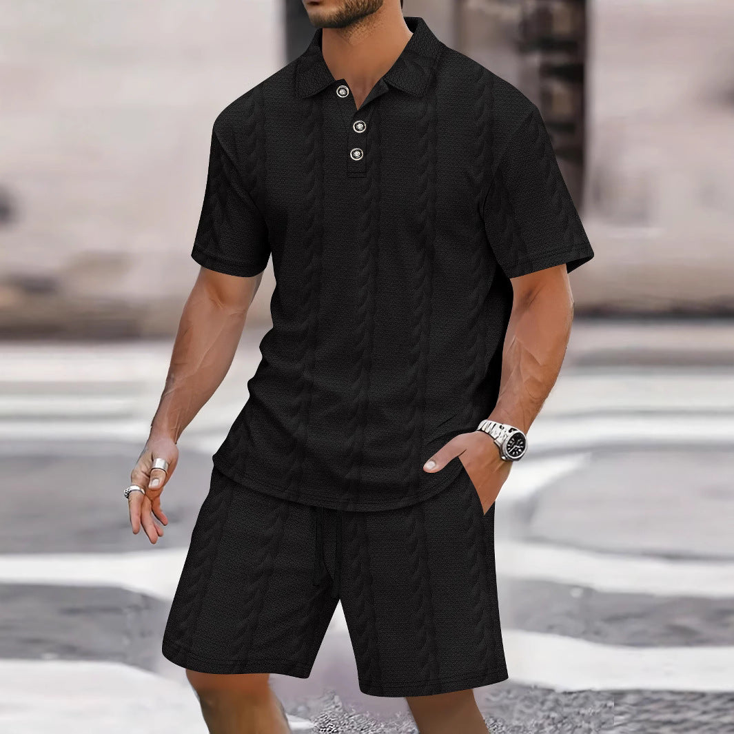 Herren Freizeit-Set mit strukturiertem Poloshirt und Shorts Aliams