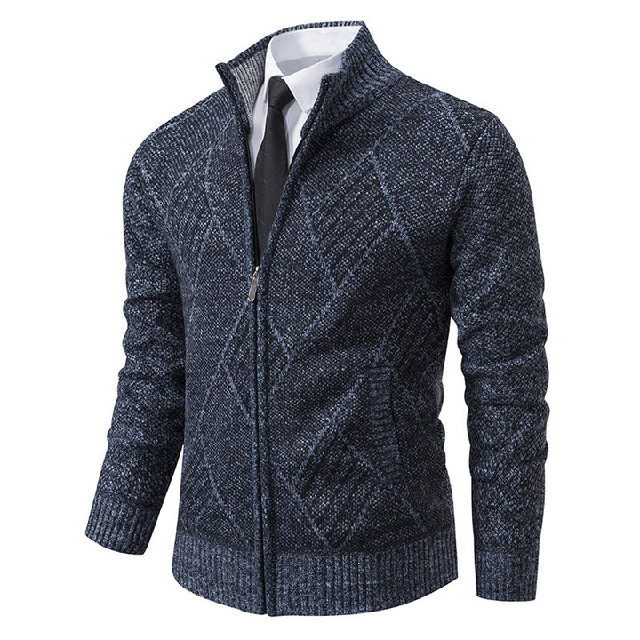 Herren Strickjacke mit modernem Zopfdesign und praktischem Reißverschluss Aliams