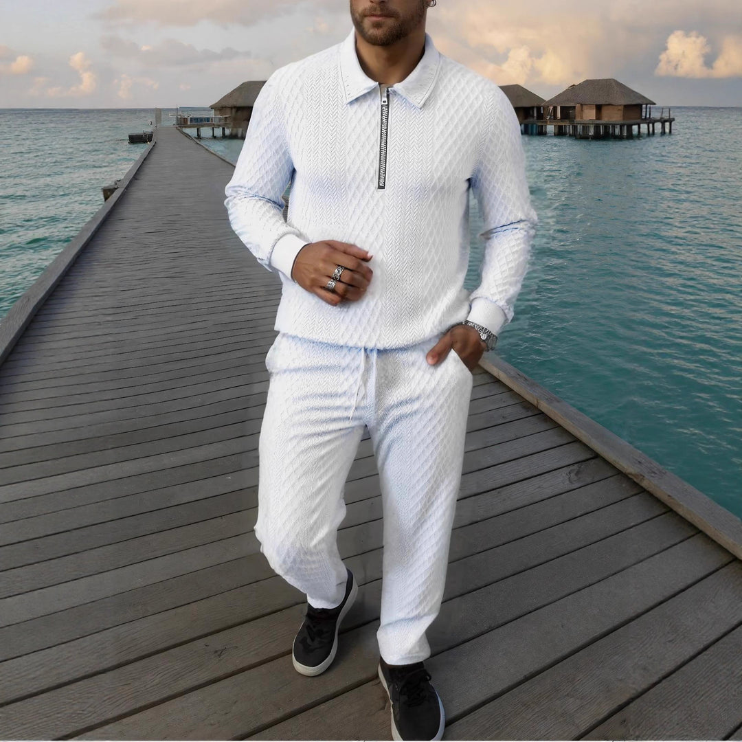 Herren Elegantes Strickanzug aus atmungsaktivem Material mit Stehkragen Aliams