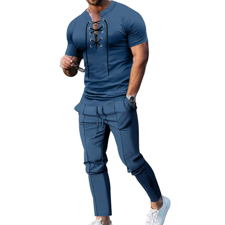 Herren Freizeit-Set mit lässigem Henley-Oberteil und modernen Jogginghosen Aliams