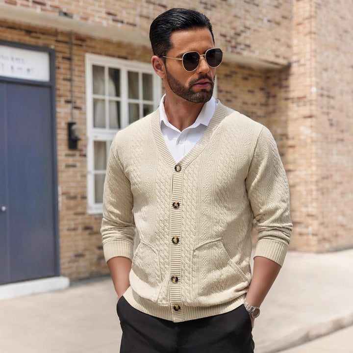 Herren Strickjacke mit modernen Details und praktischen Taschen Aliams
