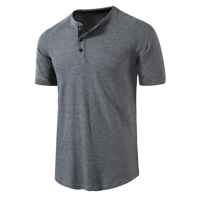 Herren Kurzarm-Henley-Shirt aus weichem, atmungsaktivem Baumwollmix mit praktischer Knopfleiste Aliams