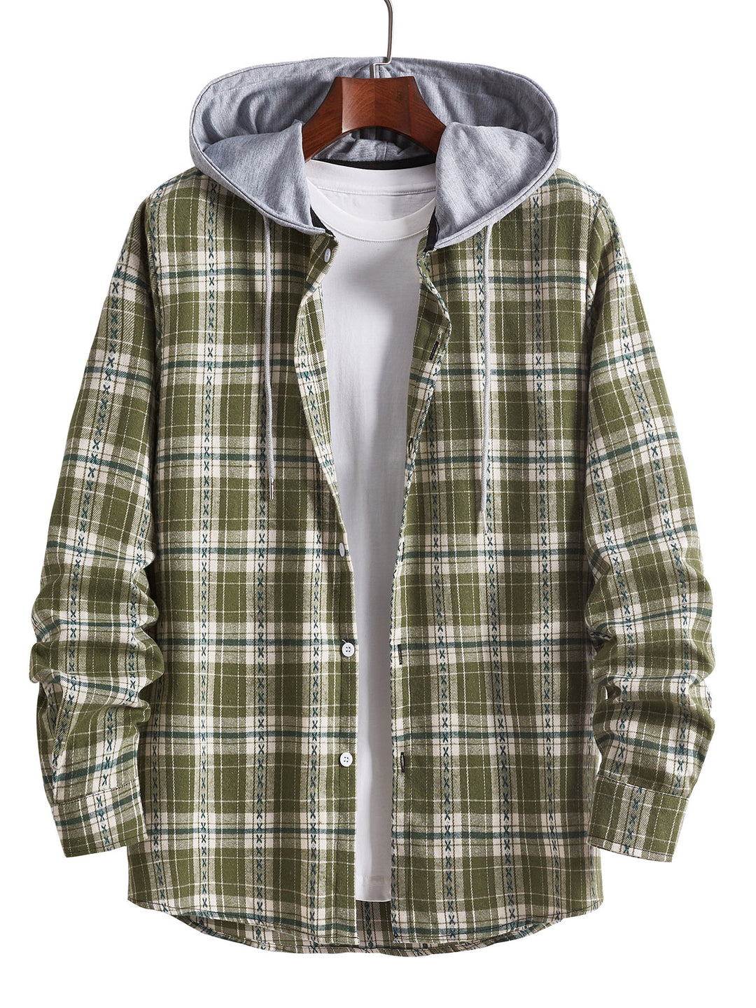 Herren Flanellhemden mit integrierter Kapuze Aliams