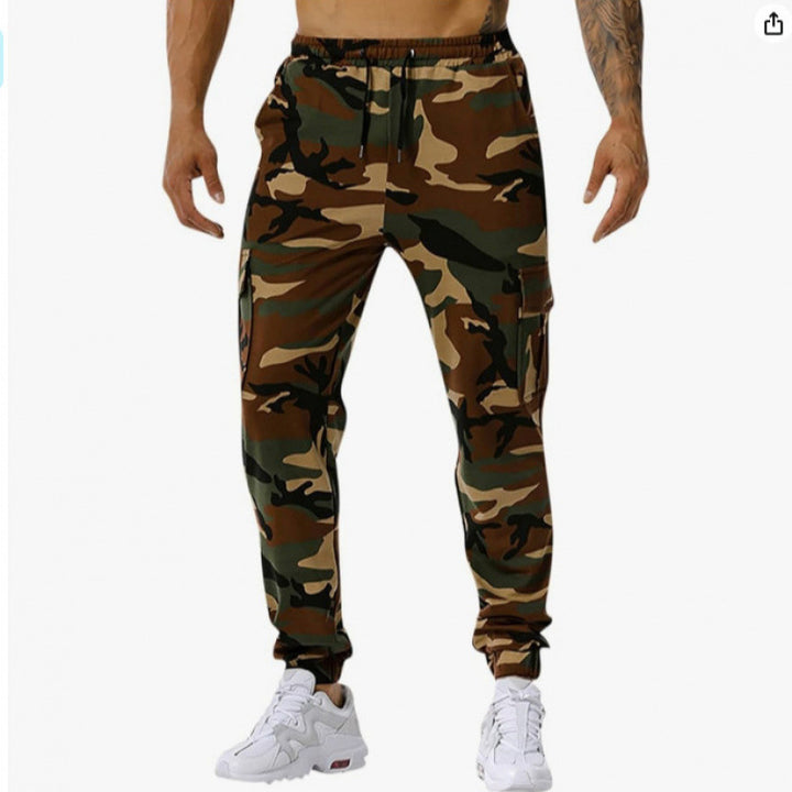 Herren Camouflage Cargo-Hose mit praktischen Seitentaschen und verstellbarem Bund Aliams