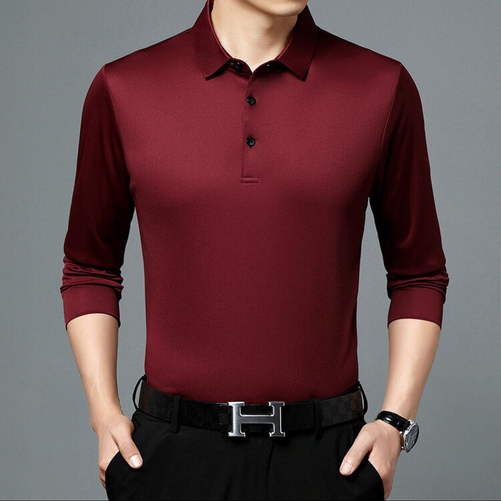 Herren atmungsaktives Langarm Poloshirt mit feuchtigkeitsregulierendem Material Aliams