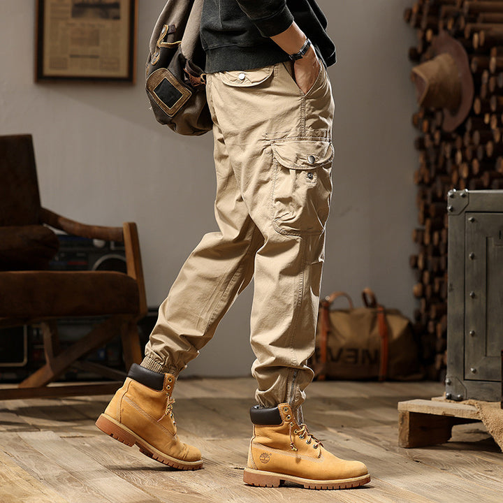 Herren vielseitige Cargo-Hose mit gepolsterten Taschen und elastischem Bund Aliams