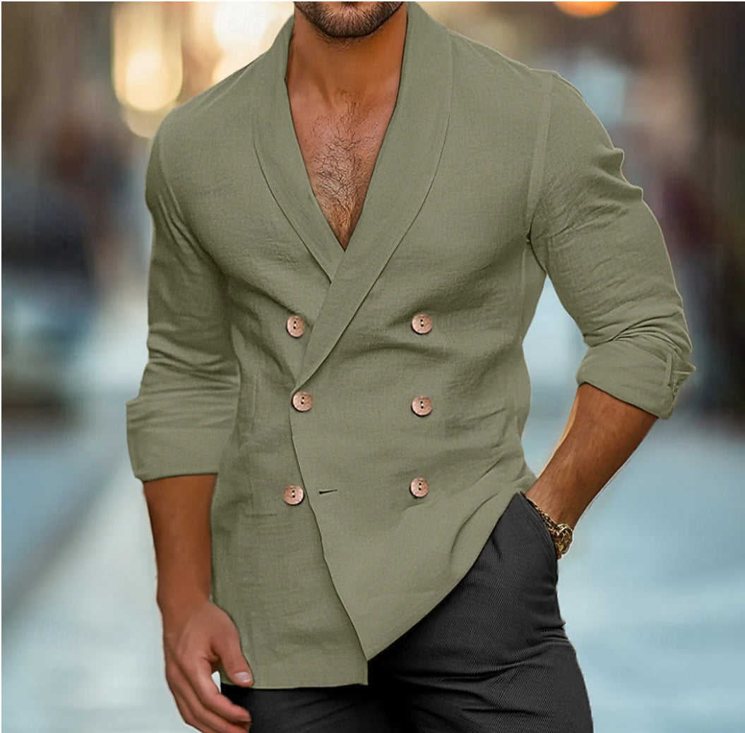 Herren stilvolle und elegante Leinenjacke Aliams
