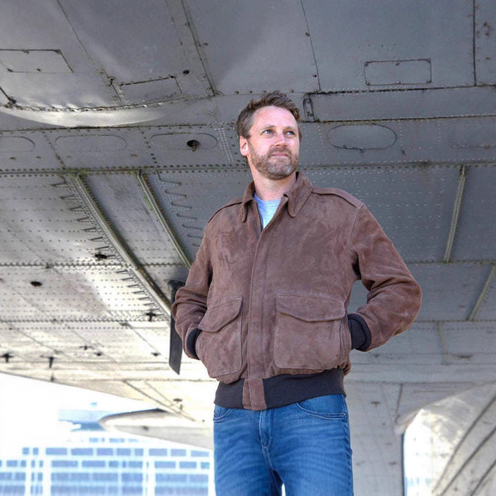 Herren Wildlederjacke im Biker-Stil Aliams