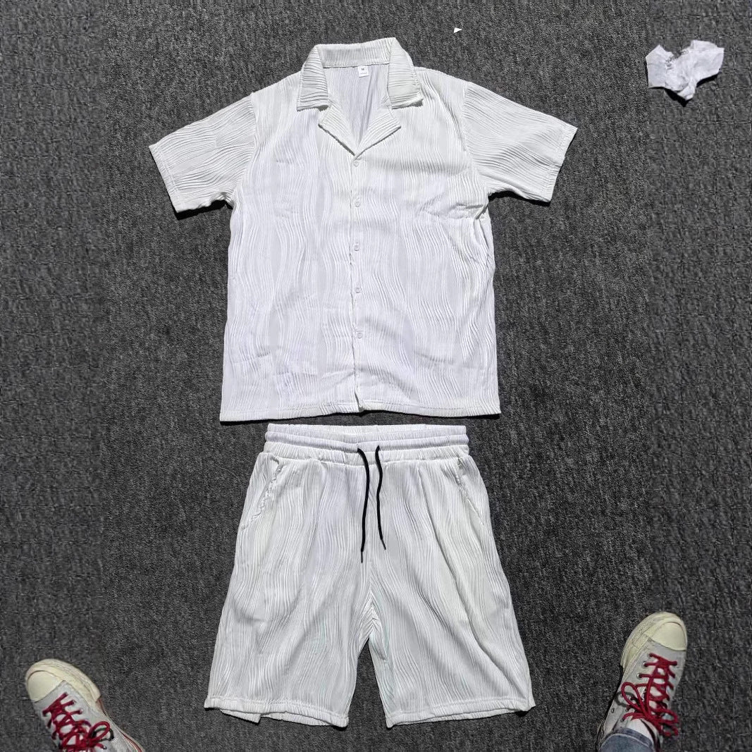 Stylisches strukturiertes Kurzarm-Sommer-Set für Herren Aliams