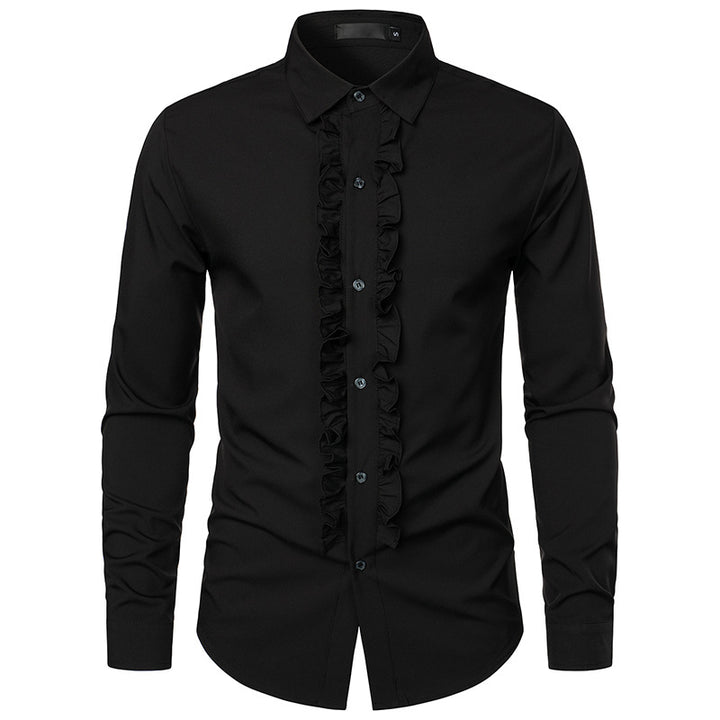 Herren elegante Hochzeitsbluse mit Rüschen und Knopfdetail Aliams