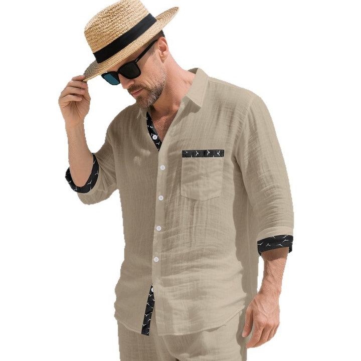 Herren Freizeithemd mit modernem Mustereinsatz und legerem Schnitt Aliams