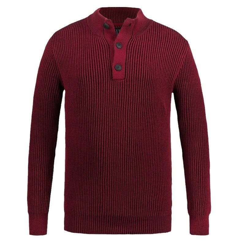 Herren Rippstrickpullover mit Knopfleiste Aliams