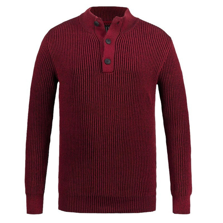 Herren Rippstrickpullover mit Knopfleiste Aliams