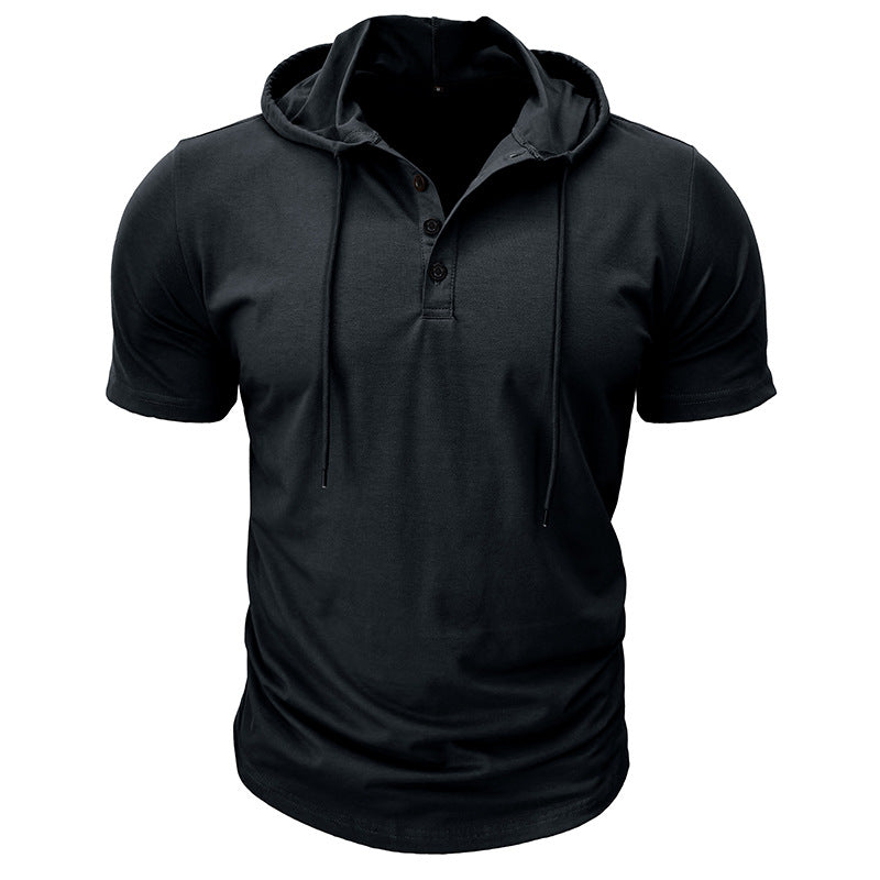 Herren Kurzarm-Hoodie mit Knopfleiste Aliams