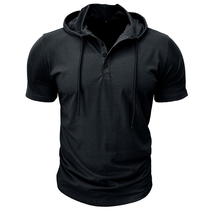 Herren Kurzarm-Hoodie mit Knopfleiste Aliams