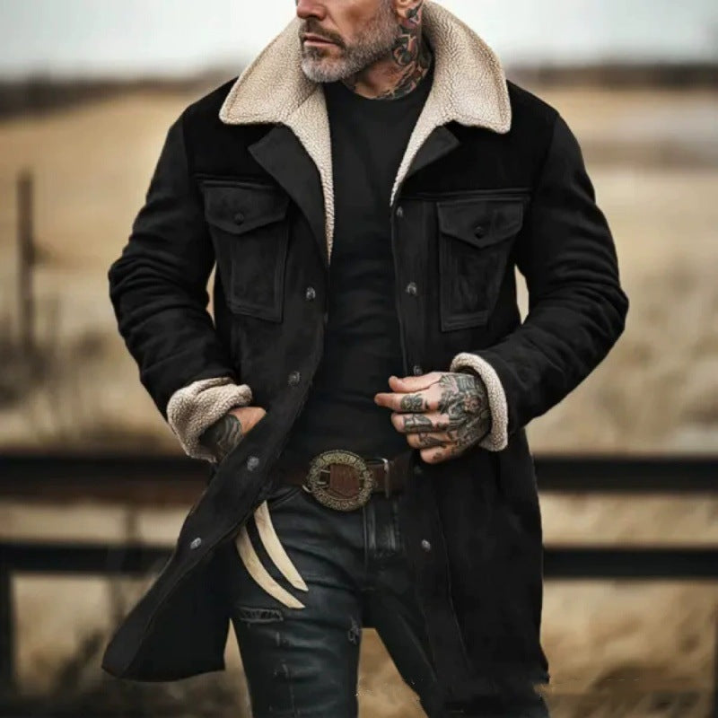 Herren verspielt schicke Wildlederjacke mit warmem Fleecefutter Aliams