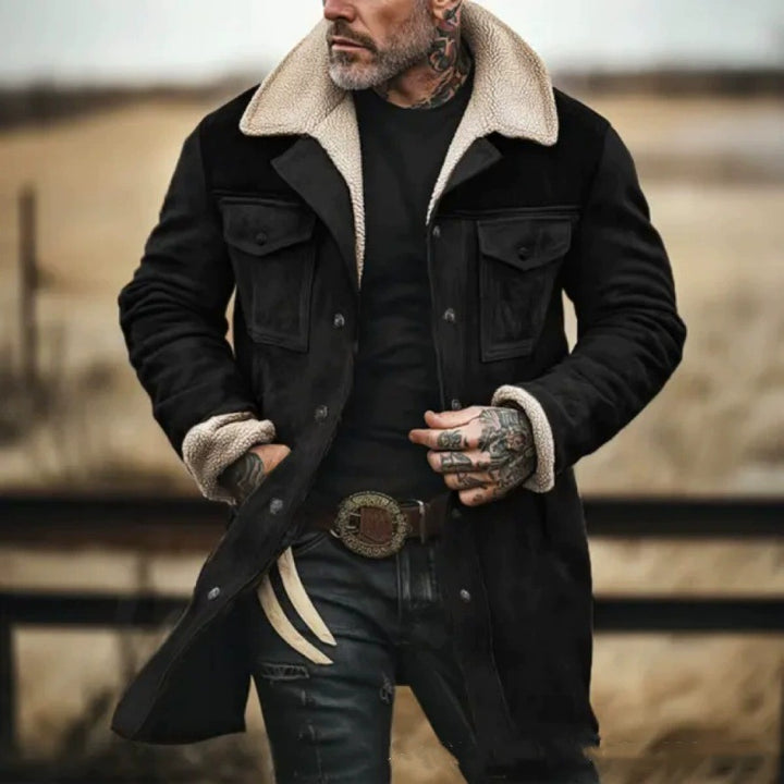 Herren verspielt schicke Wildlederjacke mit warmem Fleecefutter Aliams