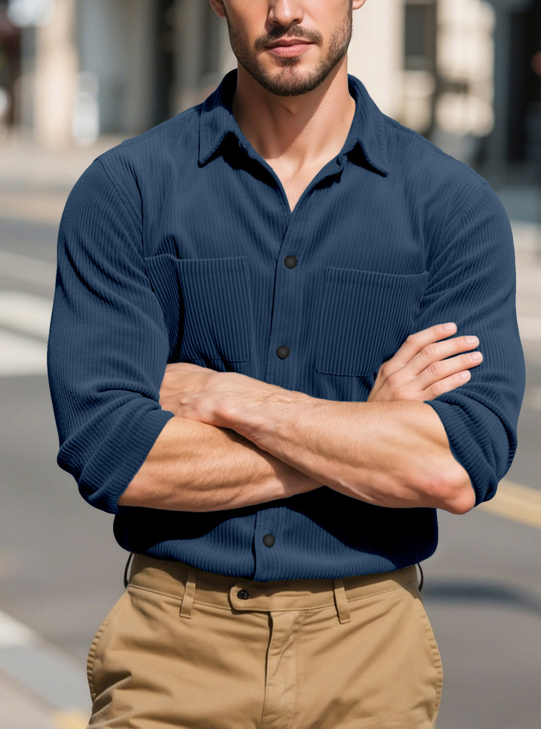 Herren Freizeithemd mit strukturiertem Design und praktischen Brusttaschen Aliams