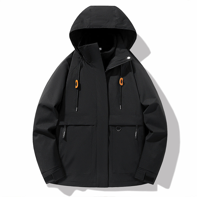Herren wetterfeste Outdoor-Jacke mit verstellbarer Kapuze und praktischen Taschen Aliams