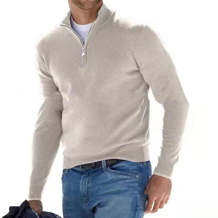Herren Strickpullover mit modernem Stehkragen und praktischem Zipper Aliams