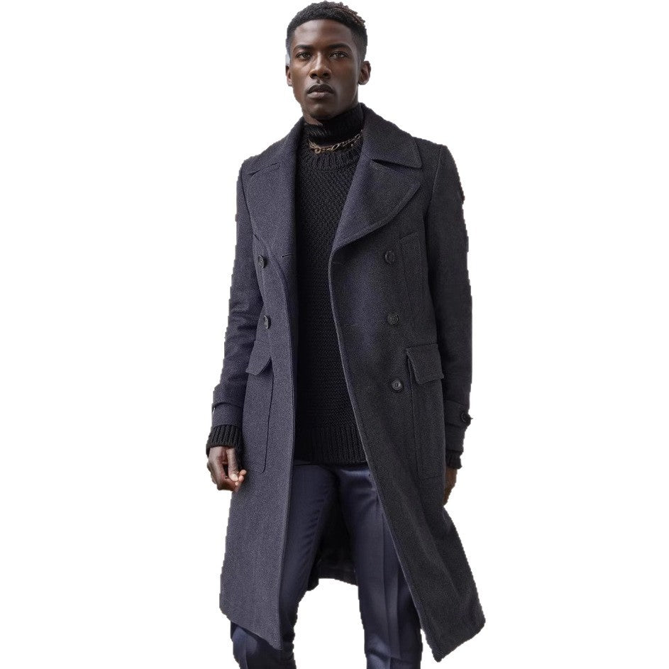 Herren eleganter, langer Doppelpeltz-Mantel Aliams