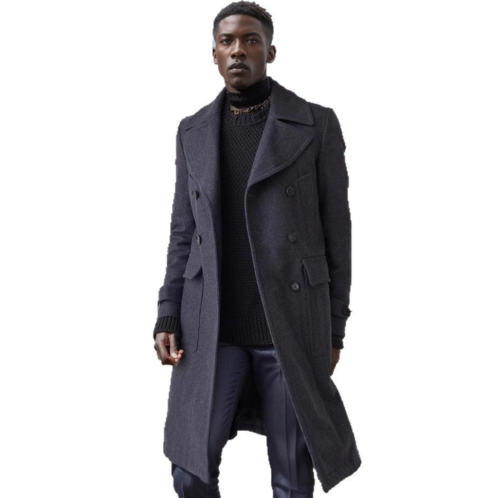 Herren eleganter, langer Doppelpeltz-Mantel Aliams