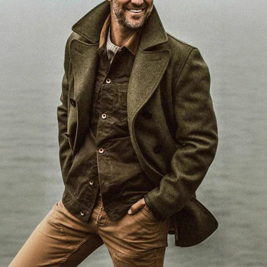 Herren stilvolle Wolljacke im doppelten Schnitt Aliams