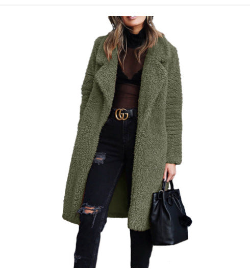 Damen Kuscheliger Teddy-Mantel mit großzügigem Schnitt und zwei praktischen Taschen Aliams