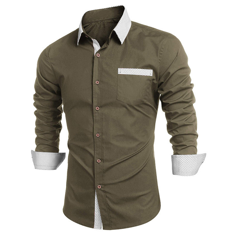 Herren Elegantes Langarmhemd aus hochwertigem Baumwollmix mit modischem Kragen und Brusttasche Aliams