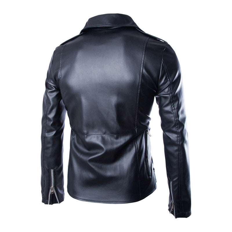 Herren Biker-Lederjacke mit asymmetrischem Reißverschluss und zahlreichen Taschen Aliams