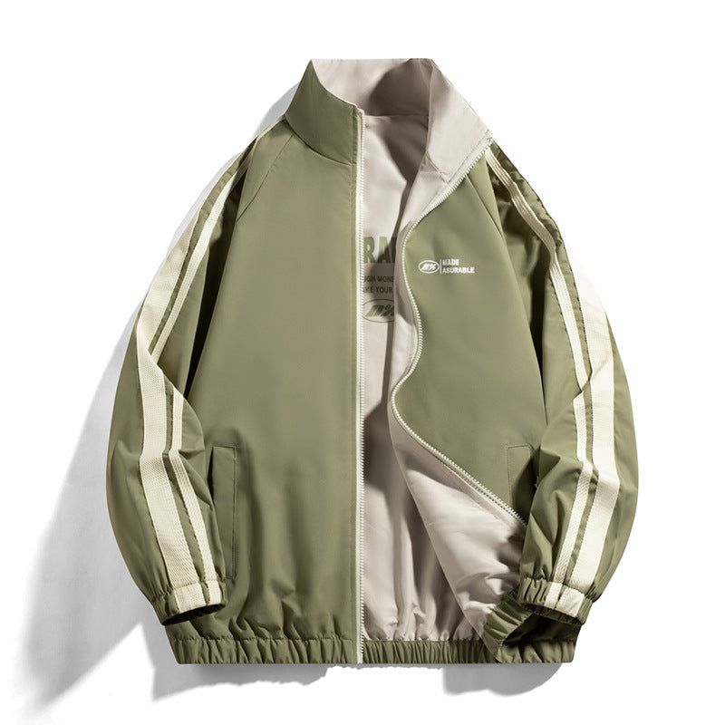 Herren sportliche Jacke mit abgerundetem Kragen und seitlichen Taschen Aliams